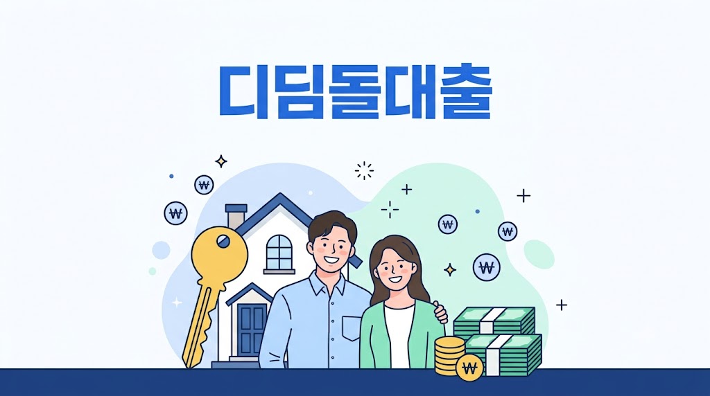 디딤돌대출 자격·금리·한도 안내 - 집과 열쇠 앞에 선 부부 일러스트