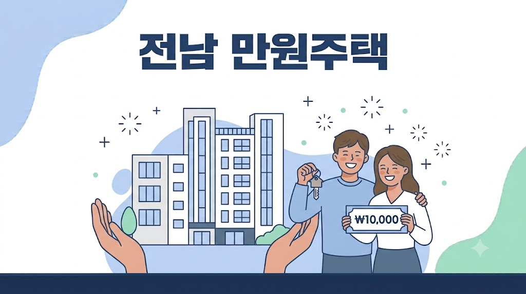 2026 전남 만원주택 안내 - 월 1만원 임대주택 일러스트