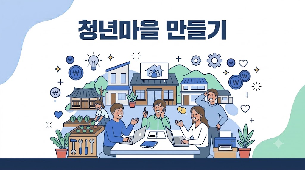 2026 청년마을 만들기 안내 - 지방 청년 거점 일러스트
