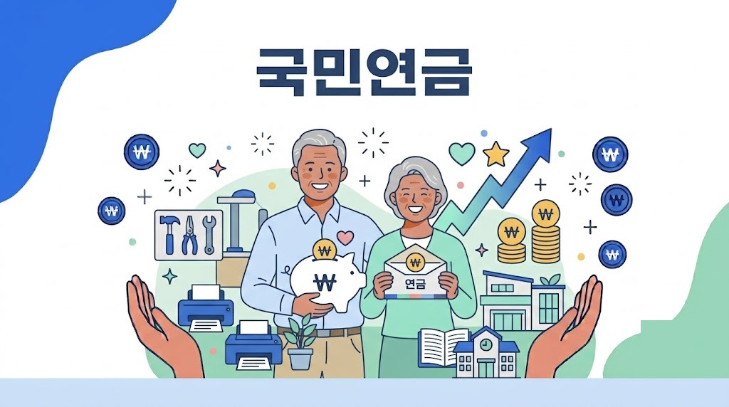 국민연금 안내 - 노후 연금과 어르신 일러스트